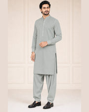 Mint Grey Textured Cotton – Men’s 2-Piece Unstitched Suit