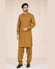 Mustard Lining Texture Cotton – Men’s 2-Piece Unstitched Suit