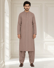 Taupe Brown Embroidered Men’s Kurta Shalwar