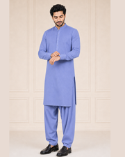 Lavender Blue Textured Cotton – Men’s 2-Piece Unstitched Suit