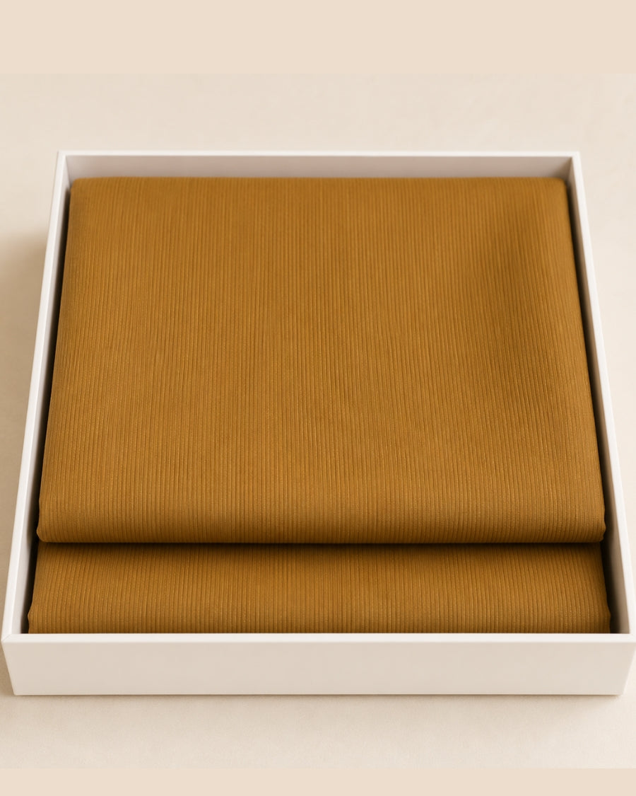 Mustard Lining Texture Cotton – Men’s 2-Piece Unstitched Suit