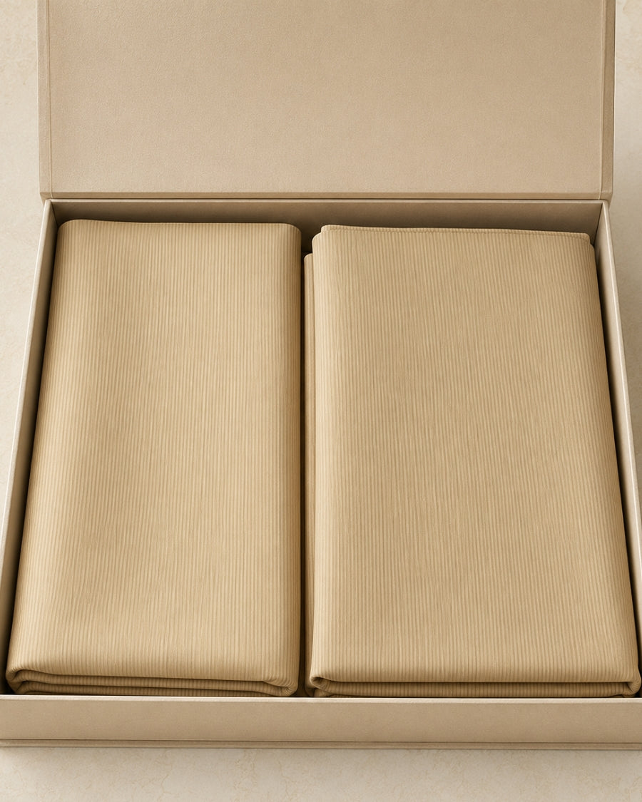 Light Sand Beige Lining Texture Cotton – Men’s 2-Piece Unstitched Suit
