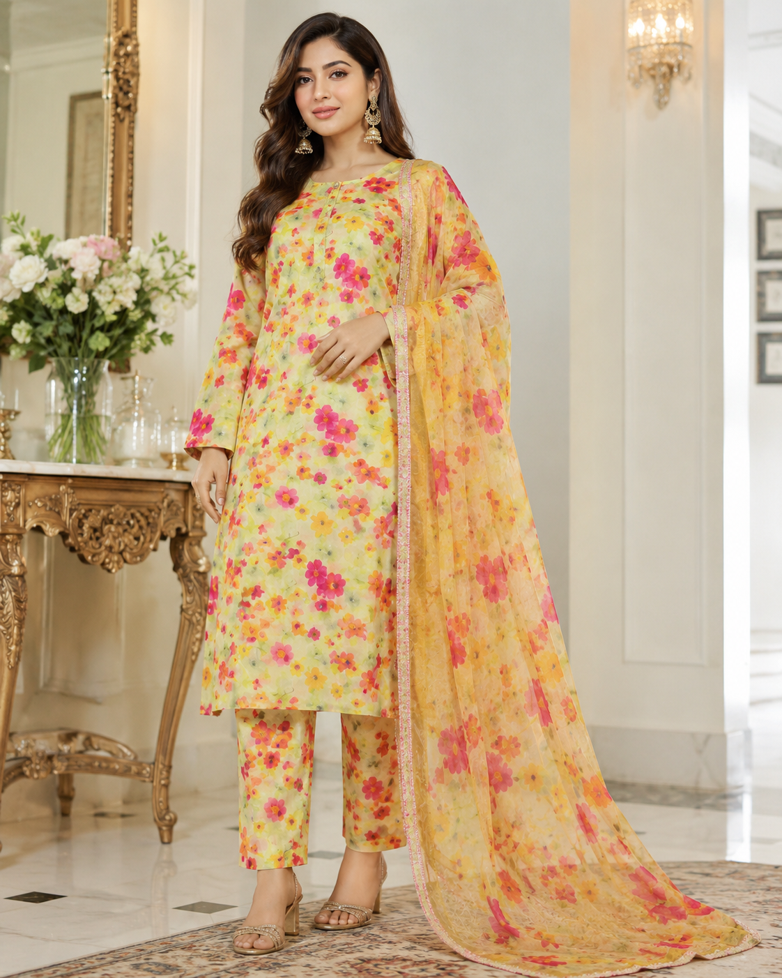 Yellow Banadora Digital Printed Lawn – Women’s 3-Piece Unstitched Suit