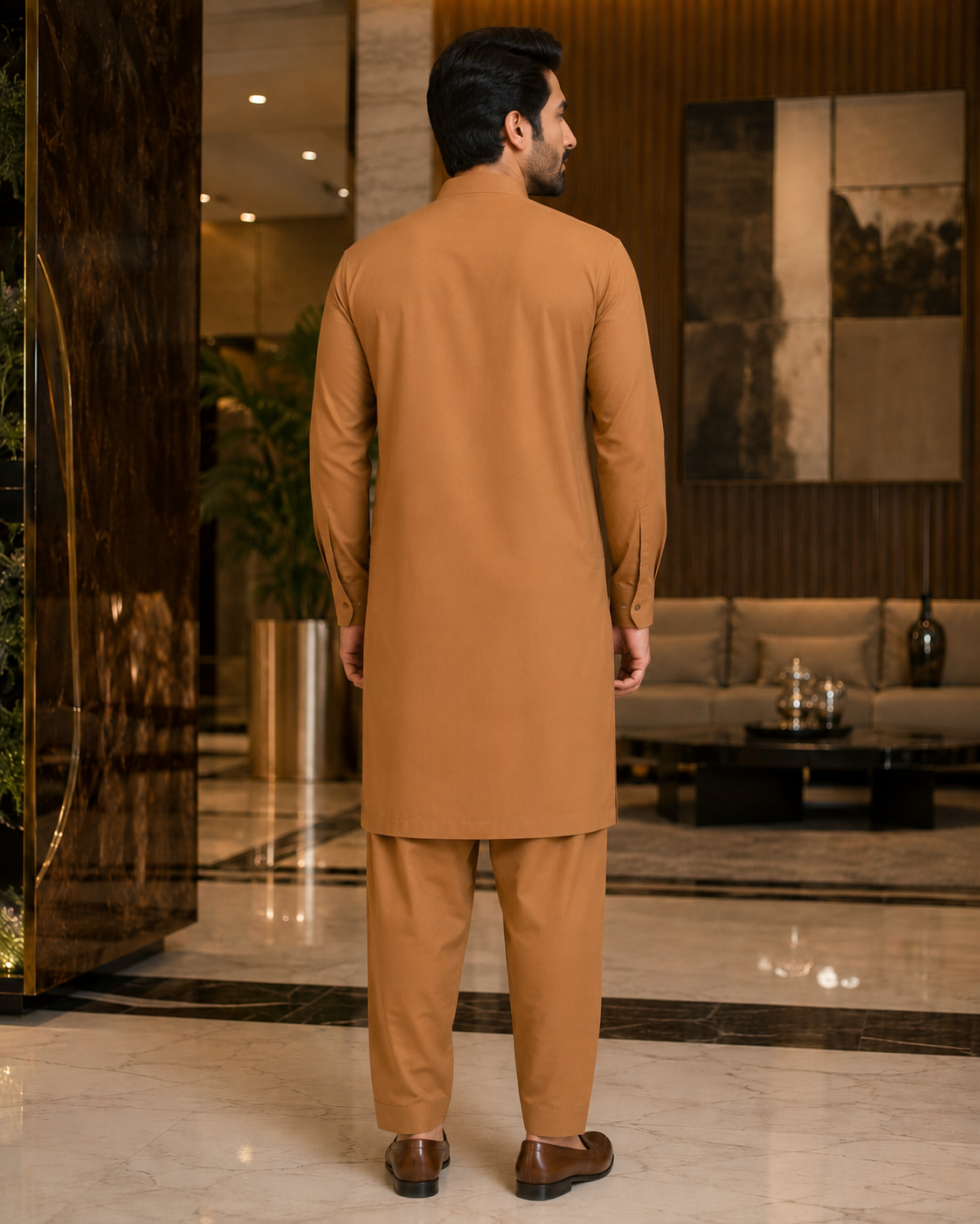 Camel Brown Wash & Wear – Men’s Unstitched Fabric