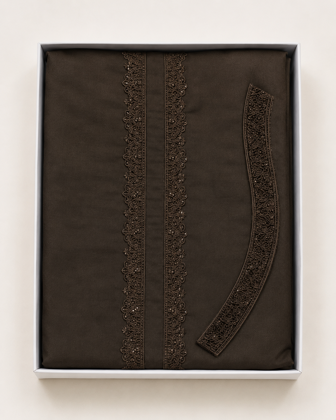 Dark Chocolate Brown Gents Gala Embroidered Unstitched Suit