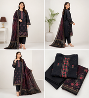 Deep Navy Blue Digital Lawn Cutwork Suit – 3 Piece