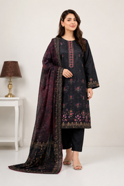 Deep Navy Blue Digital Lawn Cutwork Suit – 3 Piece