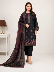 Deep Navy Blue Digital Lawn Cutwork Suit – 3 Piece