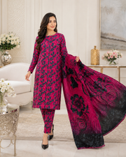 Deep Red & Black Digital Printed Lawn – Women’s 3-Piece Unstitched Suit