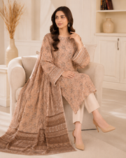 Dusty Peach Mother Collection Printed Lawn – Women’s 3-Piece Unstitched Suit