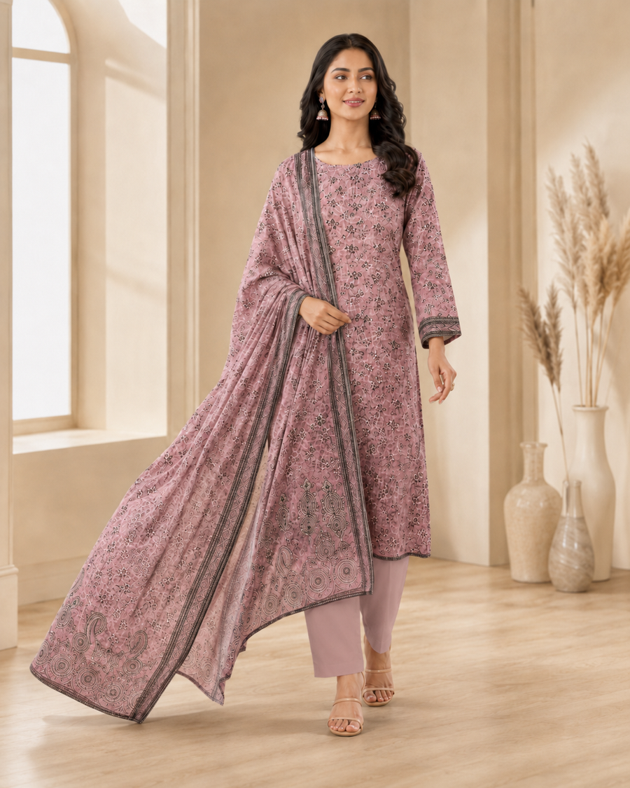 Dusty Rose Mother Collection Printed Lawn – Women’s 3-Piece Unstitched Suit