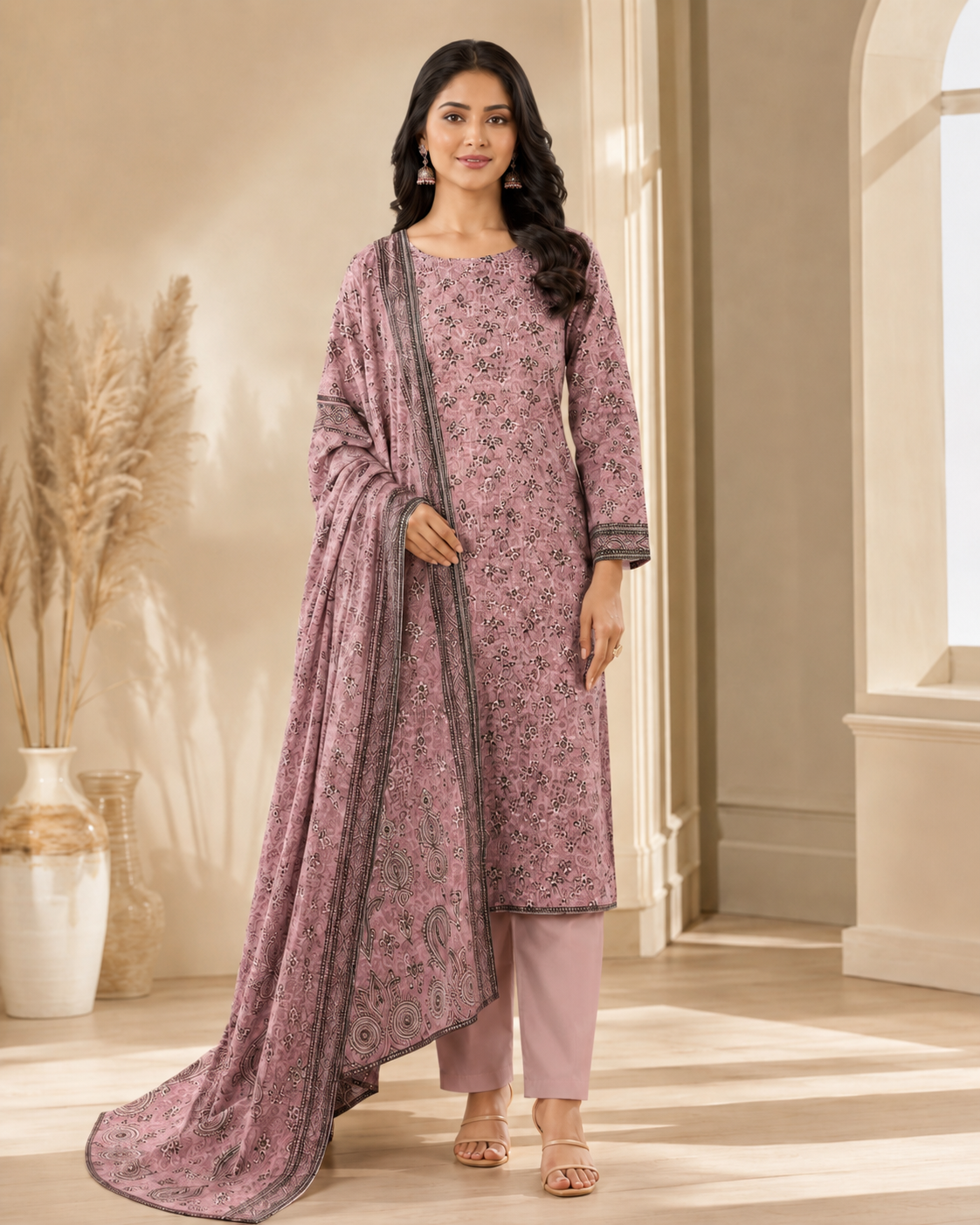 Dusty Rose Mother Collection Printed Lawn – Women’s 3-Piece Unstitched Suit