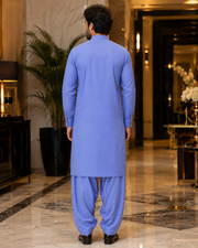 Lavender Blue Textured Cotton – Men’s 2-Piece Unstitched Suit