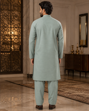 Mint Grey Textured Cotton – Men’s 2-Piece Unstitched Suit