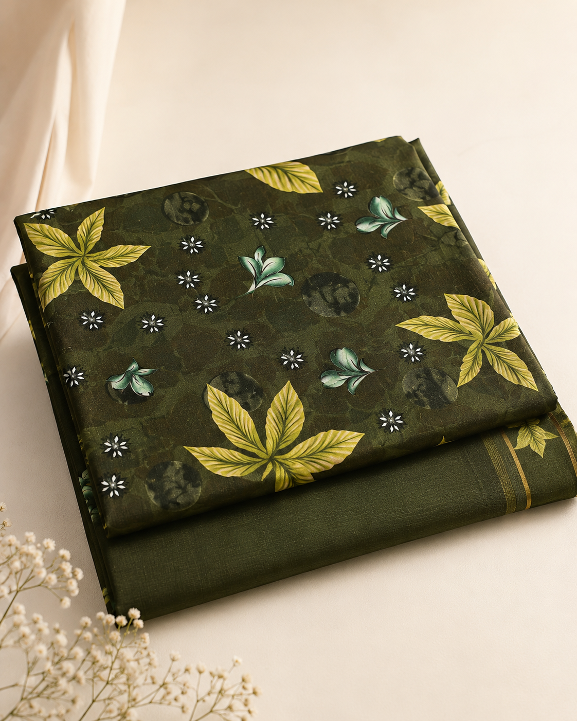 Olive Green Digital Printed Lawn – Women’s 3-Piece Unstitched Suit