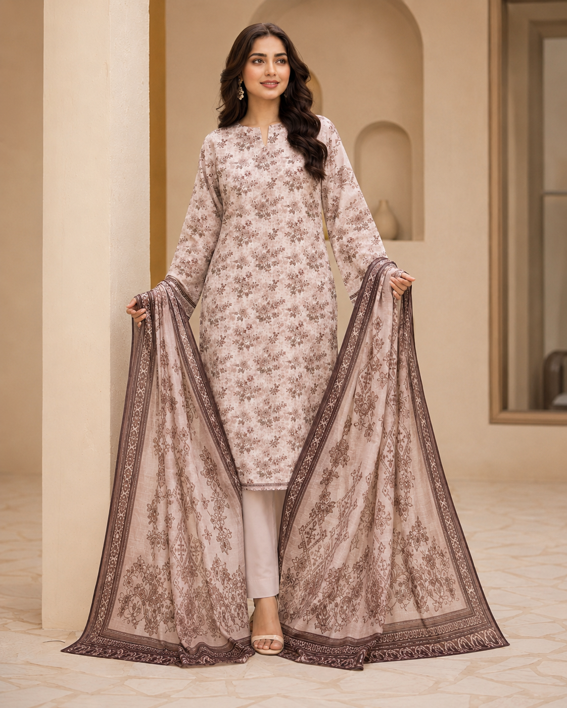 Pearl Grey Mother Collection Printed Lawn – Women’s 3-Piece Unstitched Suit