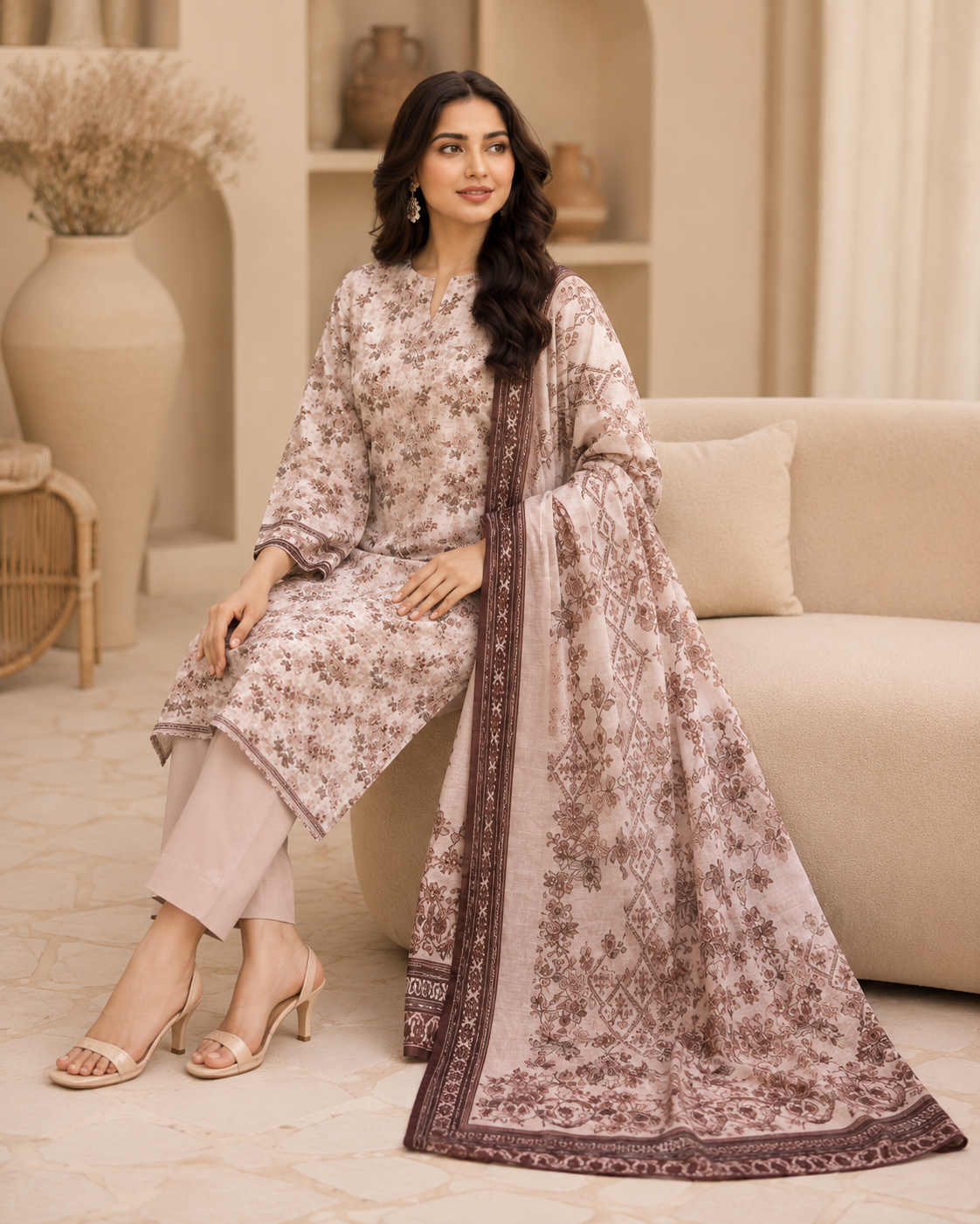 Pearl Grey Mother Collection Printed Lawn – Women’s 3-Piece Unstitched Suit