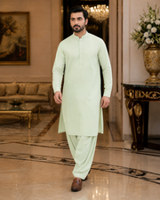 Pistachio Green Plain Cotton – Men’s Unstitched Suit