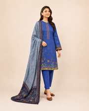 Royal Blue Digital Lawn Cutwork Suit – 3 Piece