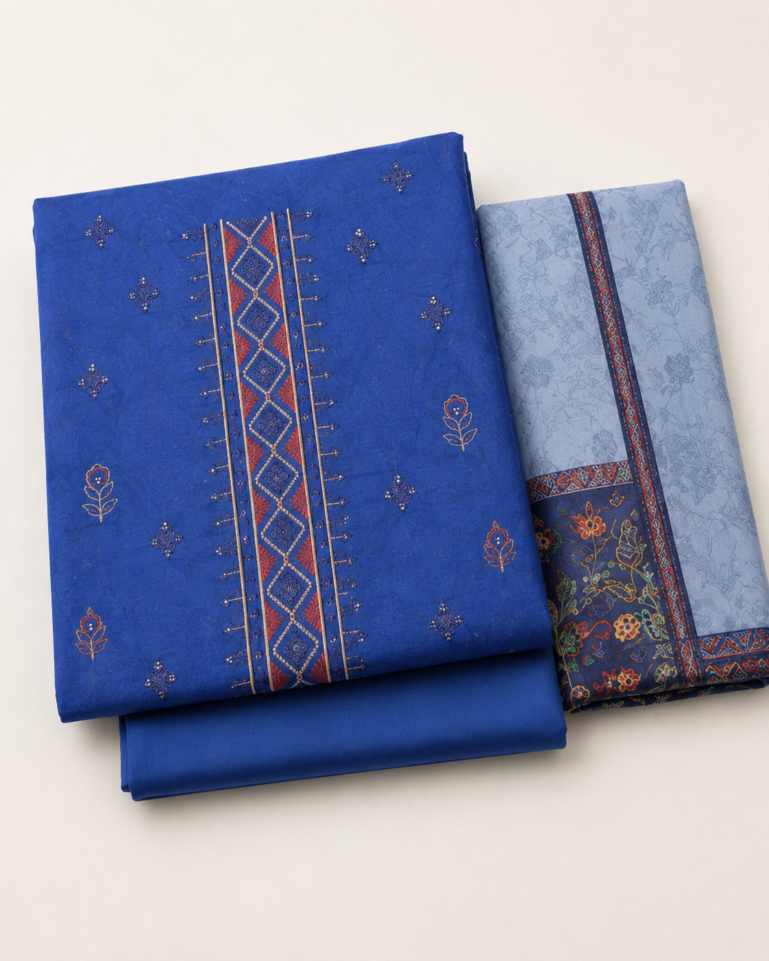 Royal Blue Digital Lawn Cutwork Suit – 3 Piece