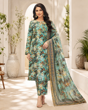 Sea Green Blue Digital Printed Lawn – Women’s 3-Piece Unstitched Suit