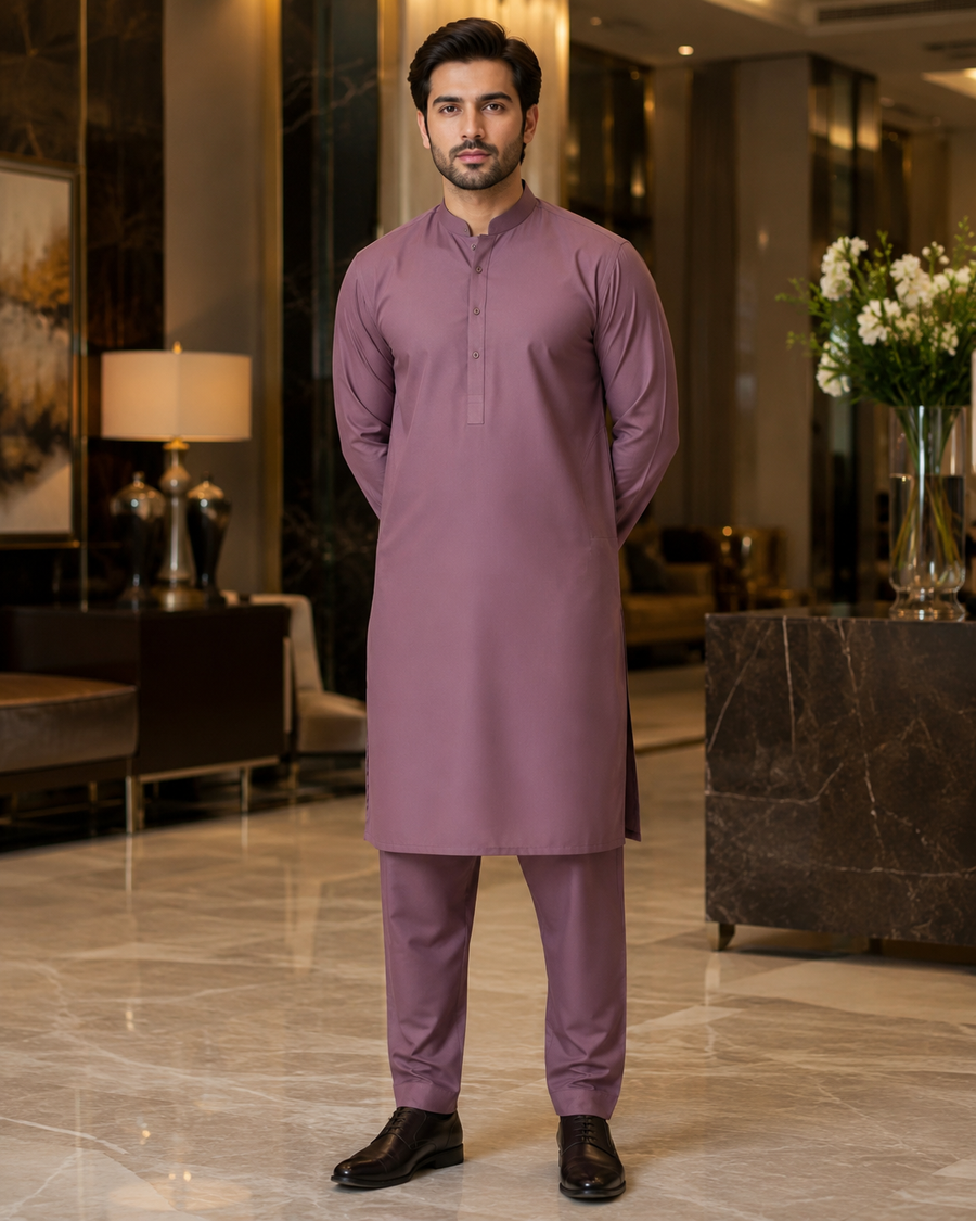 Tea Pink Wash & Wear – Men’s Unstitched Fabric