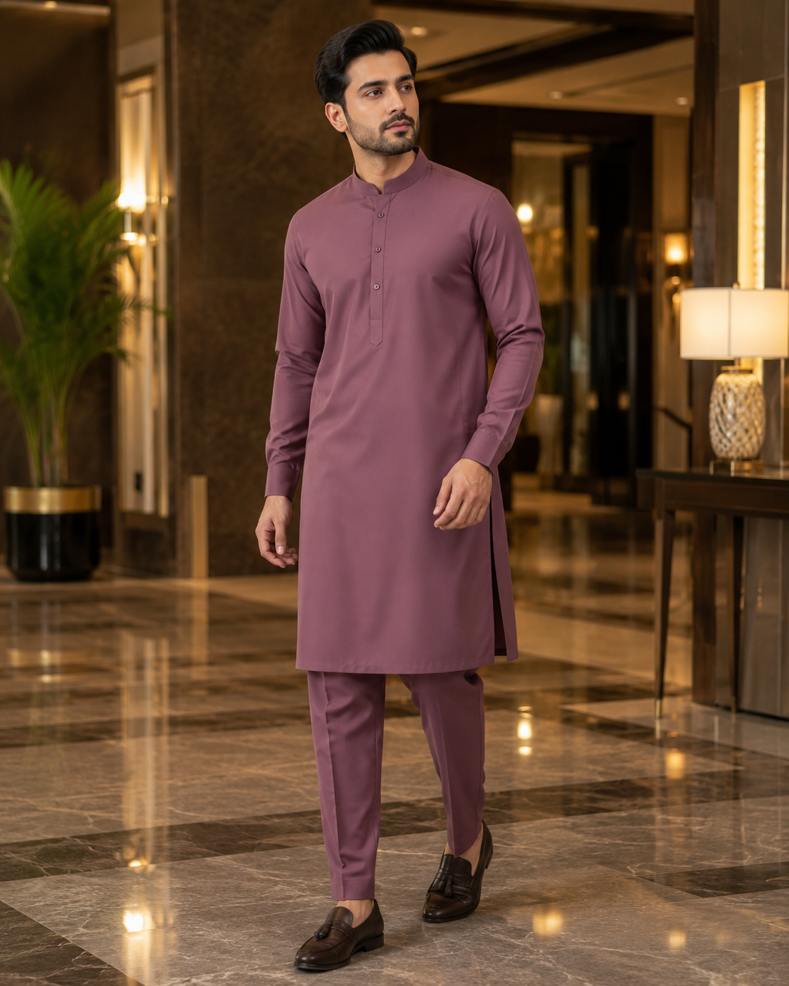 Tea Pink Wash & Wear – Men’s Unstitched Fabric
