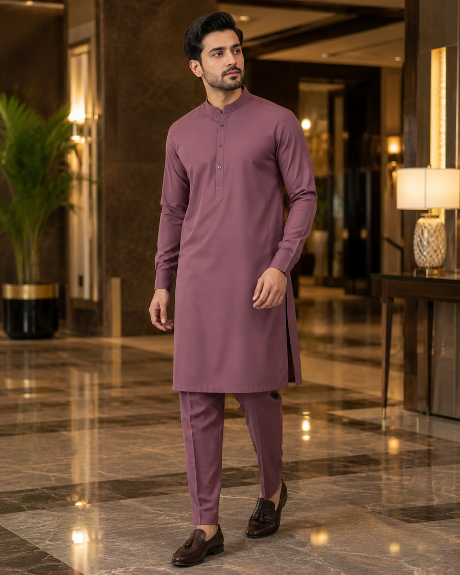 Tea Pink Wash & Wear – Men’s Unstitched Fabric