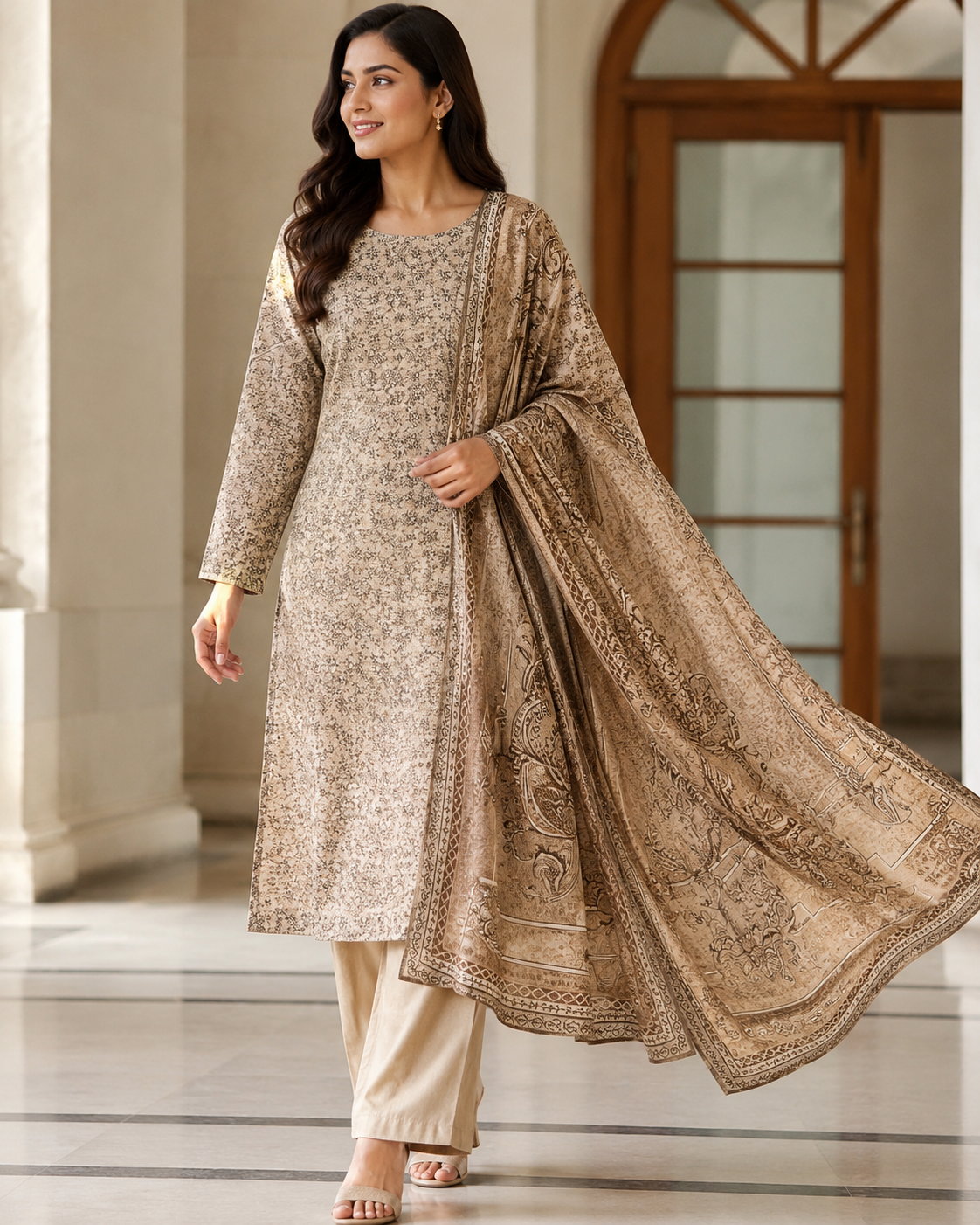 Warm Ivory Mother Collection Printed Lawn – Women’s 3-Piece Unstitched Suit
