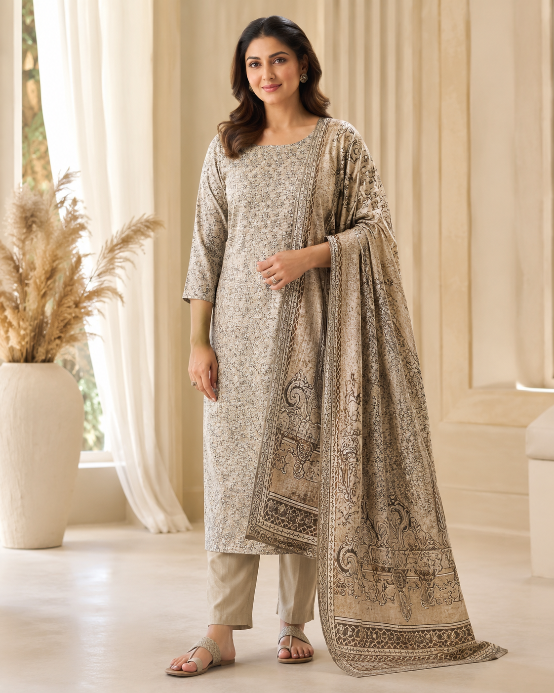 Warm Ivory Mother Collection Printed Lawn – Women’s 3-Piece Unstitched Suit