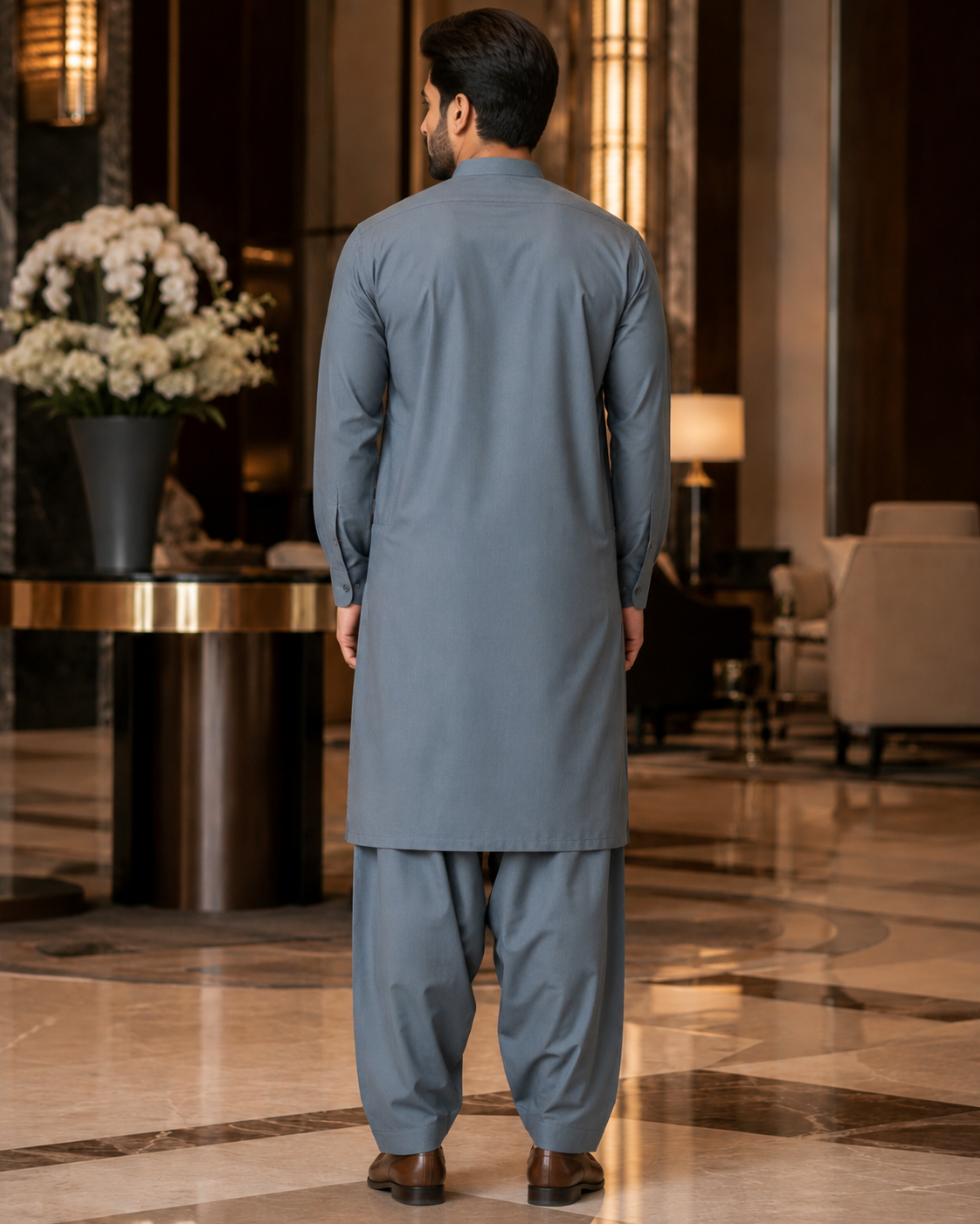 Premium Malaysia Grey Plain Cotton – Men’s Unstitched Suit