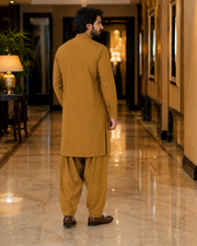 Mustard Lining Texture Cotton – Men’s 2-Piece Unstitched Suit